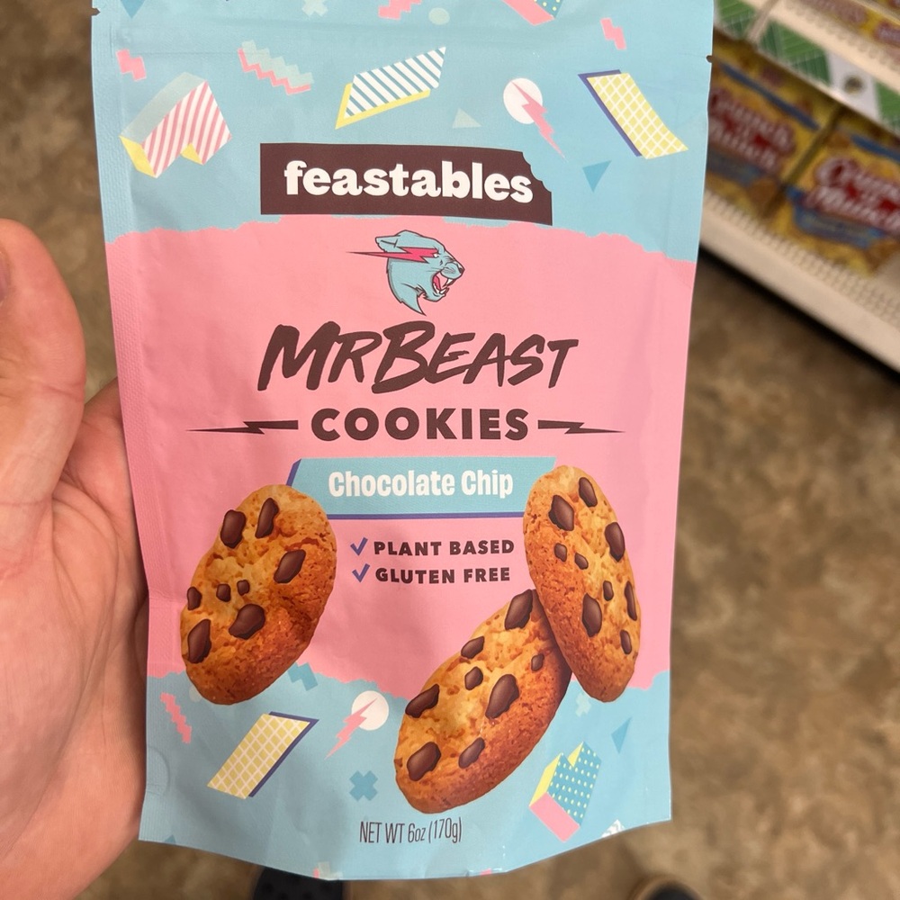 Mr Beast Feastables CHOCOLATE CHIP Plant Based Cookies 6 oz Packet Go Beast Mode - Picture 1 of 1